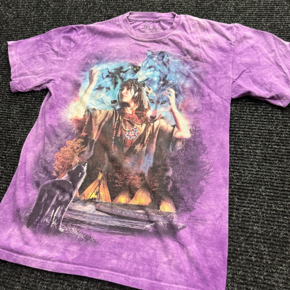 The Mountain Purple Tie Dye Wolf Native American Spirit T-Shirt Mens Medium 2008 - Picture 6 of 13